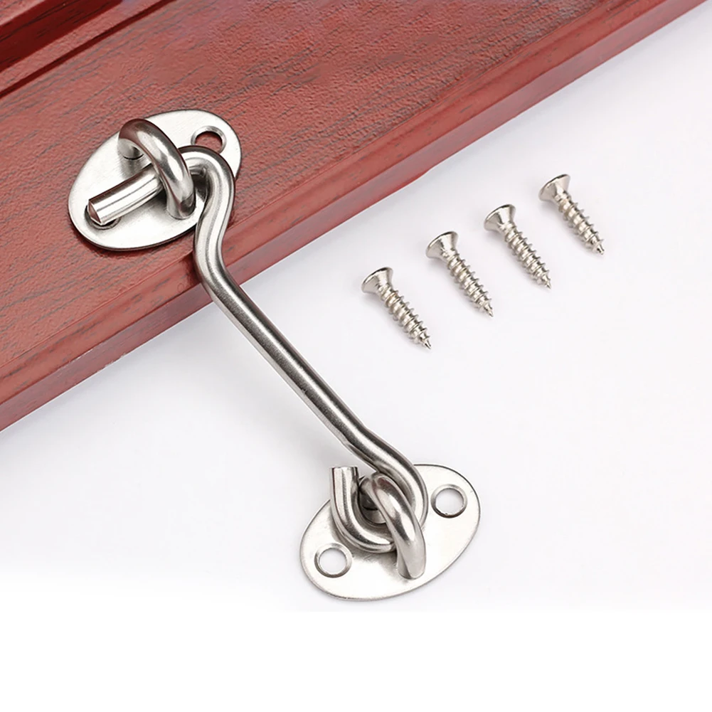 Cabin Hook Eye Lock With Safety Switch Hook Door Eye Latch Silent Catch Holder With Screws Storage Hooks