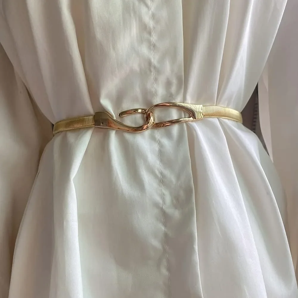 Damen Voll metall einfachen elastischen Stretch haken Hüftgurt für Kleid