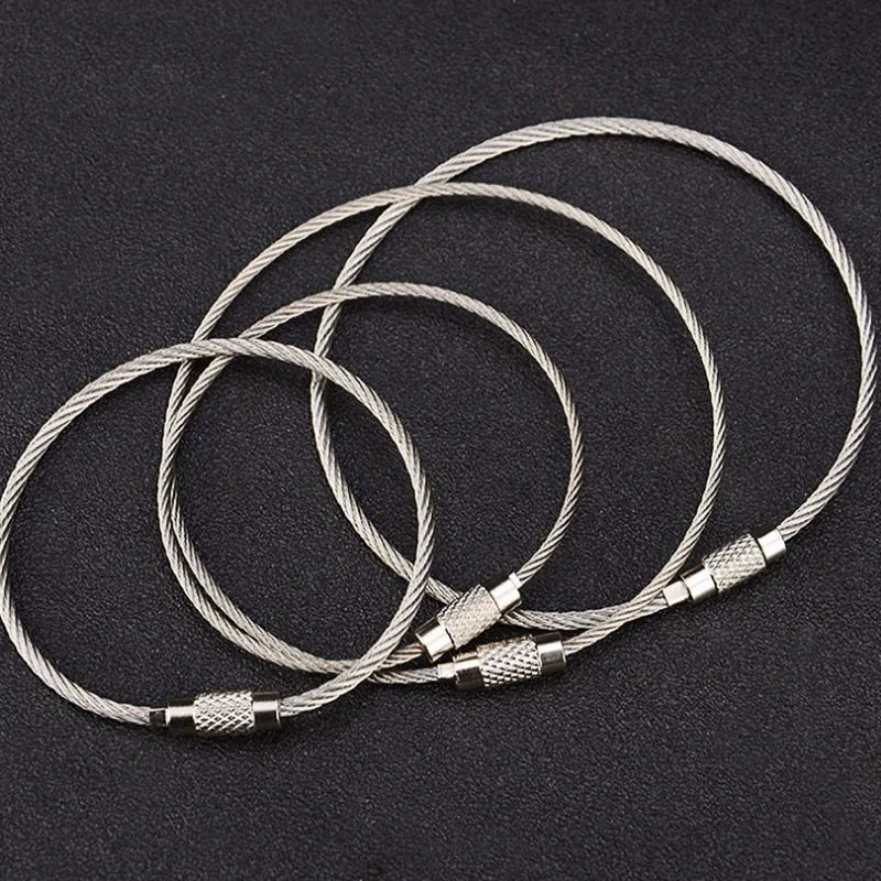 Stainless Steel Wire Keychain Wire Rope Key Chain Cable Key Ring Outdoor Hiking 10Pcs stainless steel wire rope metal keychain steel wire rope
