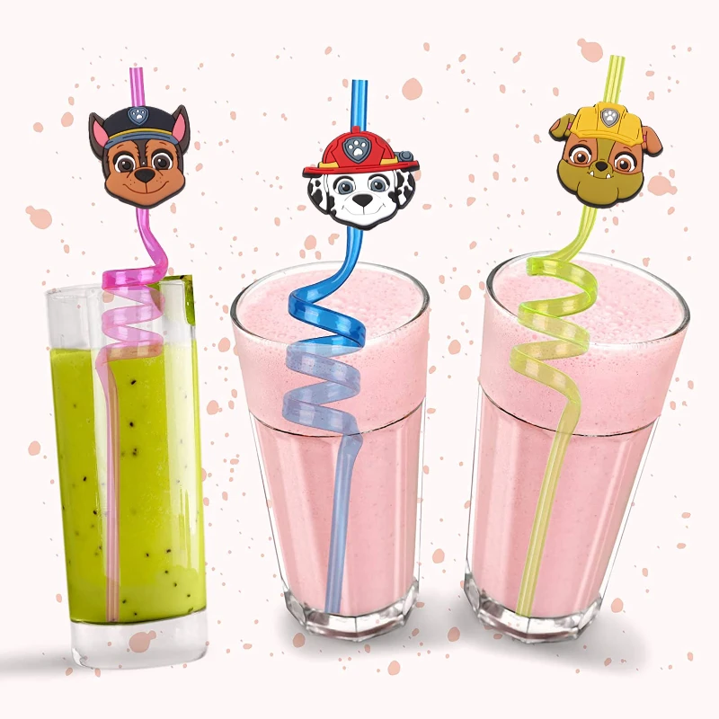 Anime Paw Patrol Chase Straw Bambini Creative Drink Straw Birthday Party Halloween Christmas Decoration Holiday Party Supplies
