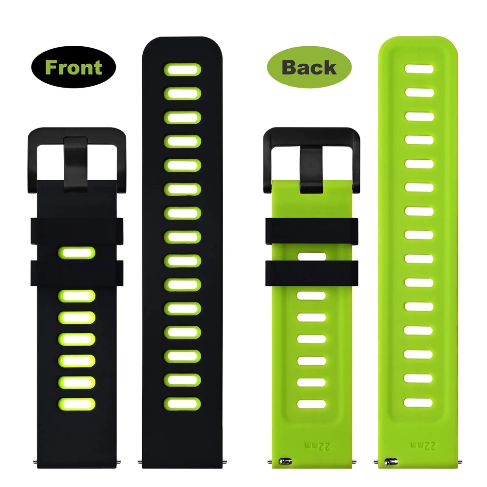Two-Tone Silicone Sports Watch Strap Bracelet, 20mm/22mm