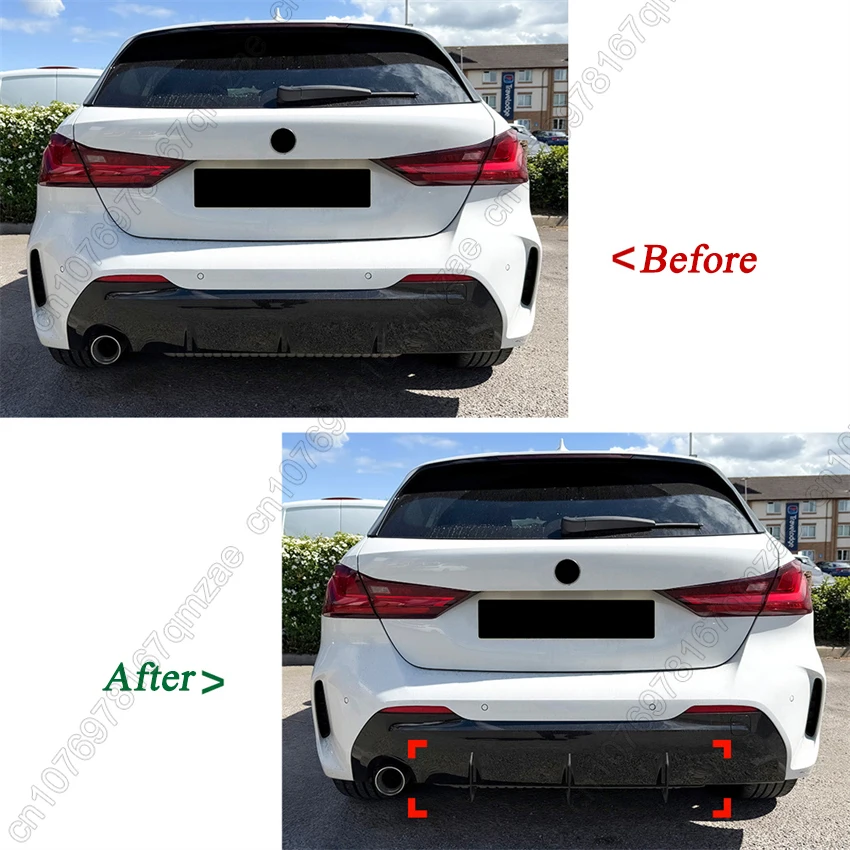 BMW 1 시리즈 F40 M 스포츠 2019-2024 ABS 글로스 블랙 자동차 리어 범퍼 립 디퓨저 스포일러 스플리터 튜닝 액세서리