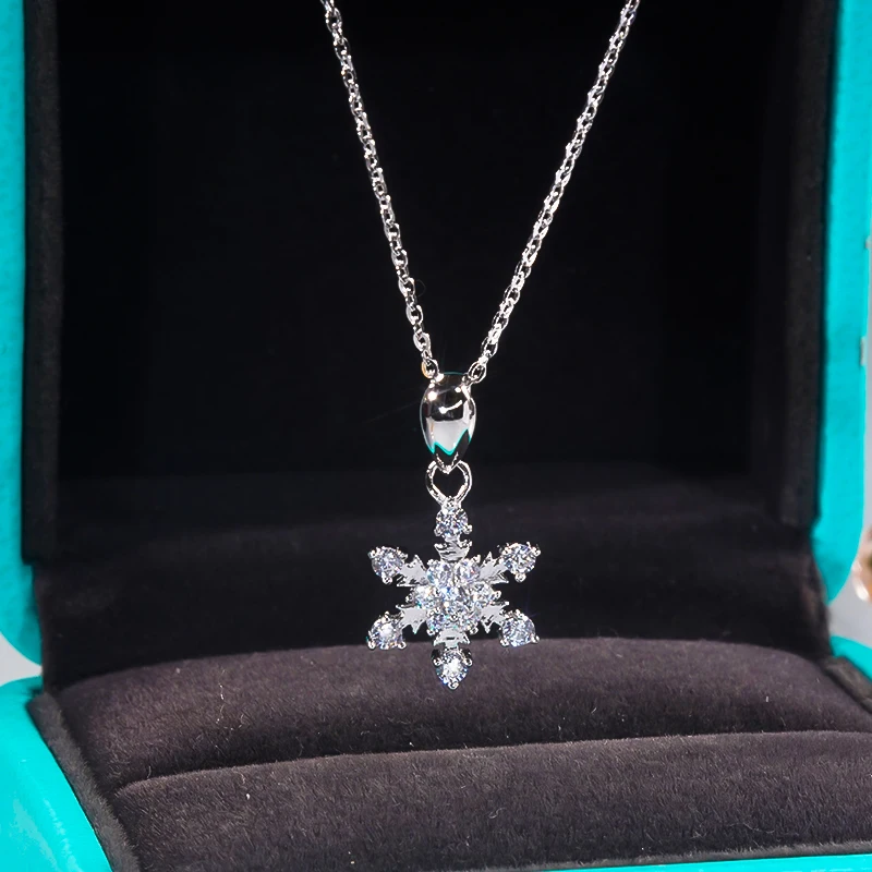 Buy Silver Snowflake Necklace, Zircon Snowflake Jewelry, Silver Zircon  Sparkly Elegant Necklace, Snowflake Pendant, Women Winter Birthday Gift  Online in India - Etsy