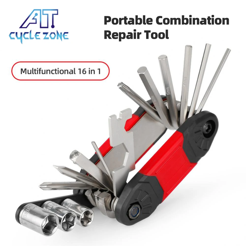 16 in 1 MTB Maintenance Tool Road Bike Spoke Wrench Allen Key Tire