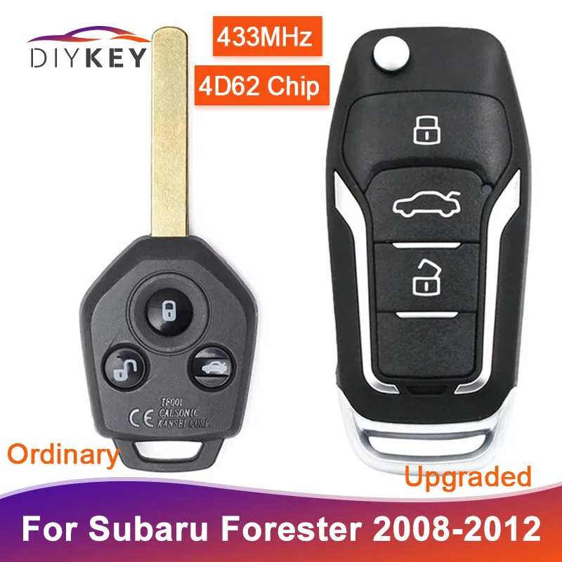433MHz 4D62 Chip Upgraded Flip Key Fob for Subaru Forester 2008-2012