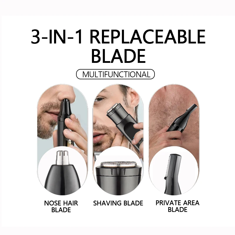 Kemei KM-277 Electric Shaver Ear/Eyebrows/Nose Hair Trimmer 3in1 Kit Mini Portable Body Hair Trimmer Safety Razor Rechargeable