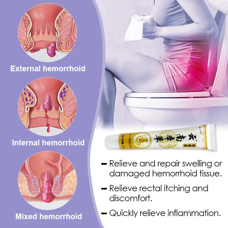 Herbal Medicine Hemorrhoids Ointment Health Care Mixed Hemorrhoids Cream Relief Anal Pain Swelling Treat Anal Fissure A1693 2Pcs