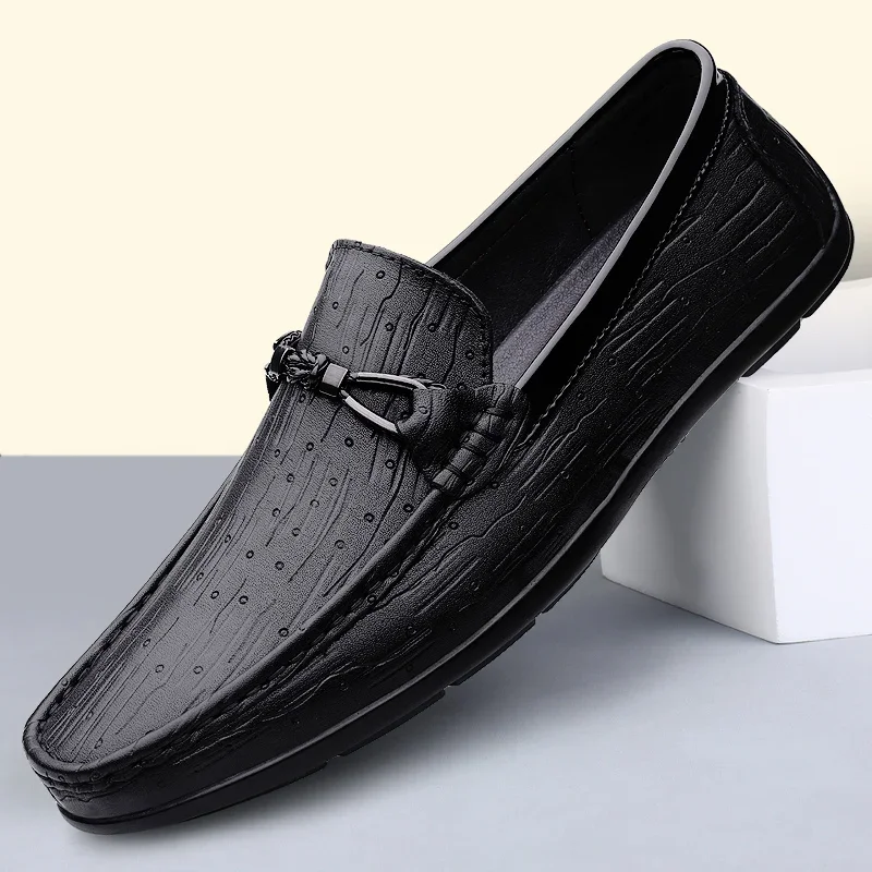 

Italian Men Shoes Genuine Leather Casual Luxury Brand All-match Loafers Mens Moccasin Comfortable Breathable Driving Boat Shoes