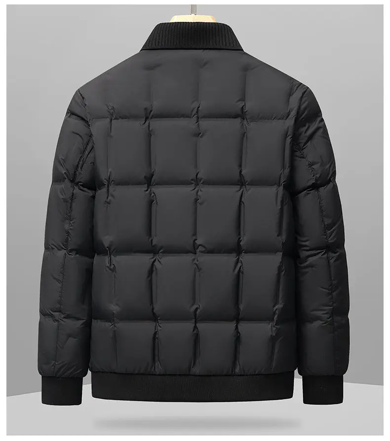 Lässige Herren-Daunenjacke mit Einzelknopfverschluss aus Weißer Entendaune für Herbst und Winter - Leichte, Warme Oberbekleidung, Gesteppte Parka-Jacke – Detail 8
