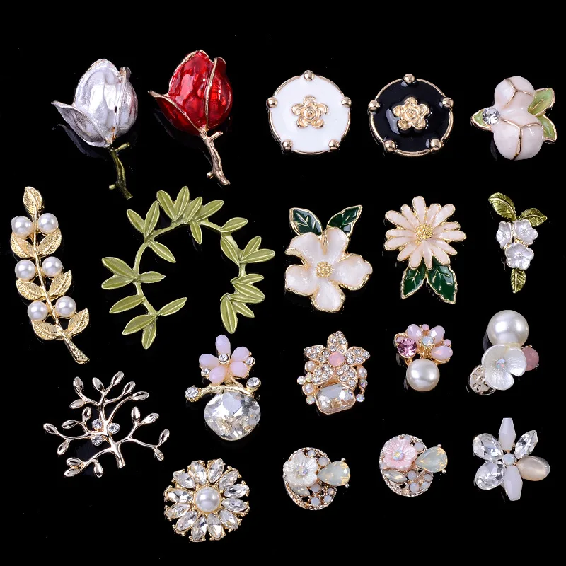 

40 шт./партия, пуговицы со стразами для волос