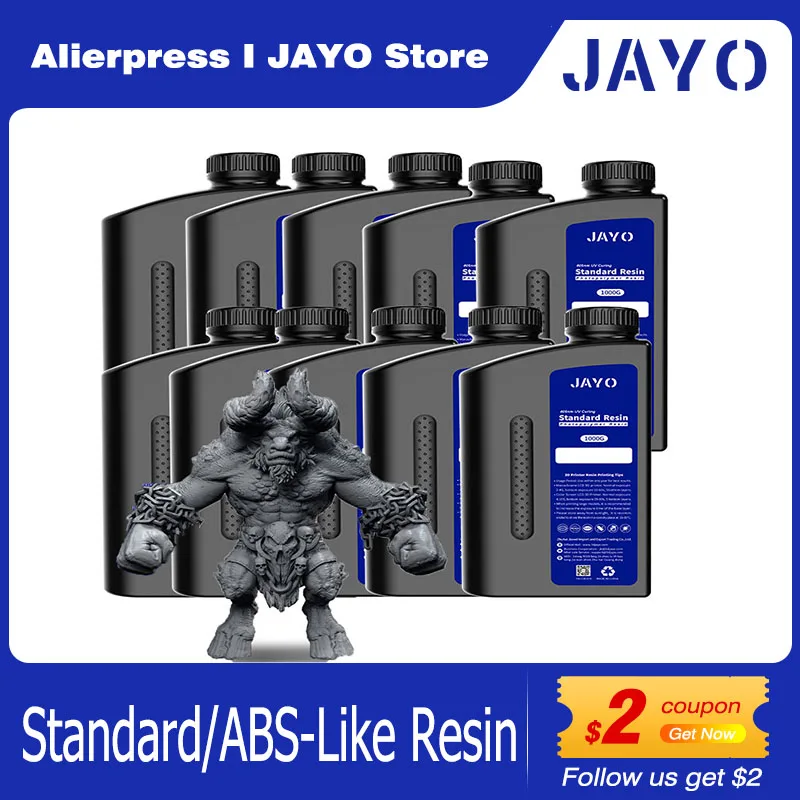 

JAYO Standard/ABS-Like/Toughness/Water-Wash Resin 10KG 395-405nm UV Curing Photopolymer Rapid Resin for LCD/DLP 3D Printer