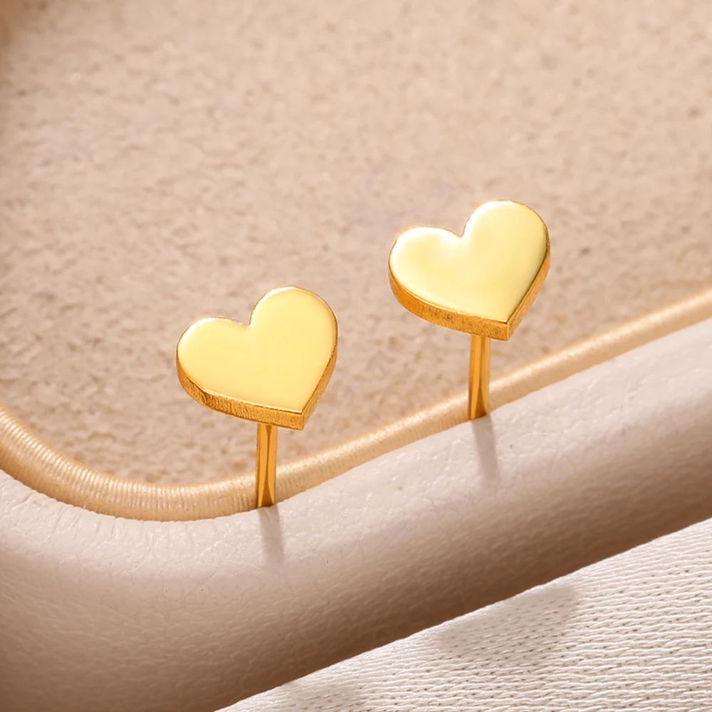 

Stainless Steel Stud Earring For Women Aesthetic Gold Color Earrings Minimalist Heart Geometric Jewelry Birthday Gift 2024 New