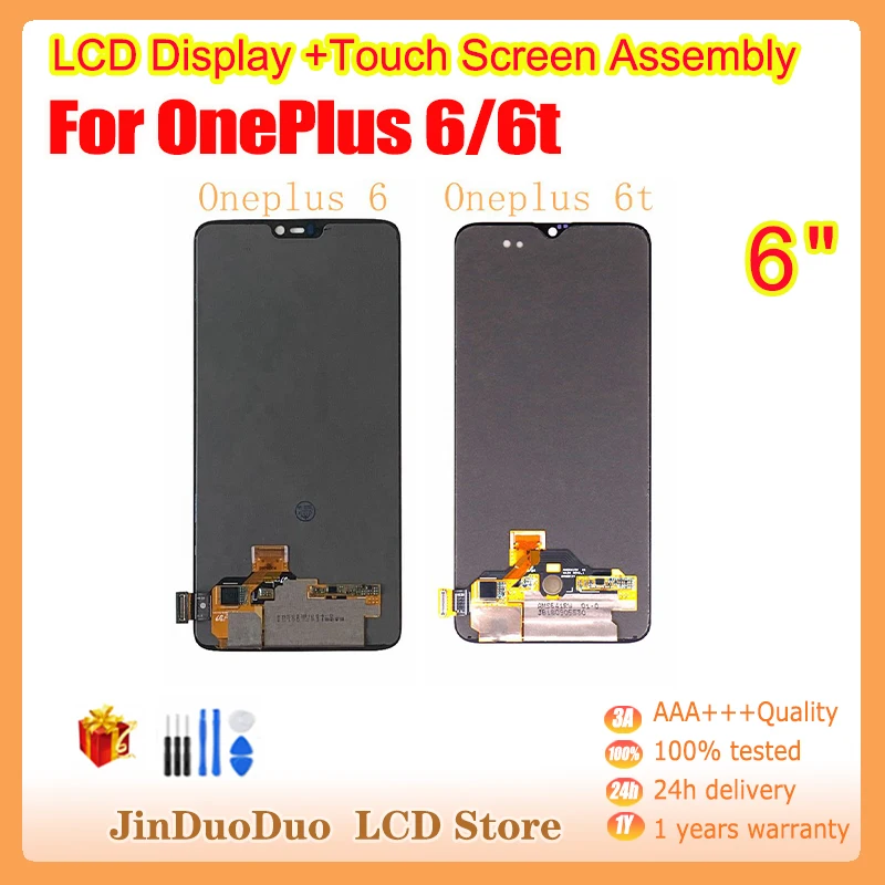 

6.28"Original For OnePlus 6 LCD Display Touch Screen Digitizer Assembly For Oneplus 6 Display with Frame Replacement A6000 A6003