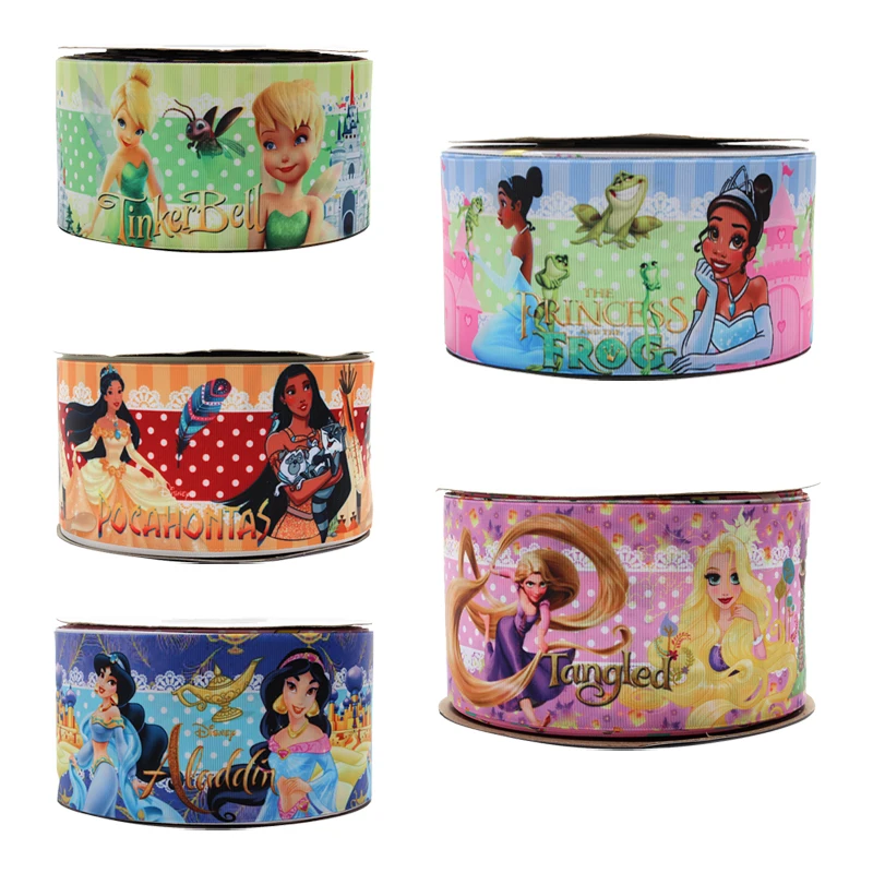 

Disney Princess Ribbon Printed Grosgrain Ribbons 75mm 50Yards for DIY Hairbows Craft Supplies Decoration Handmade