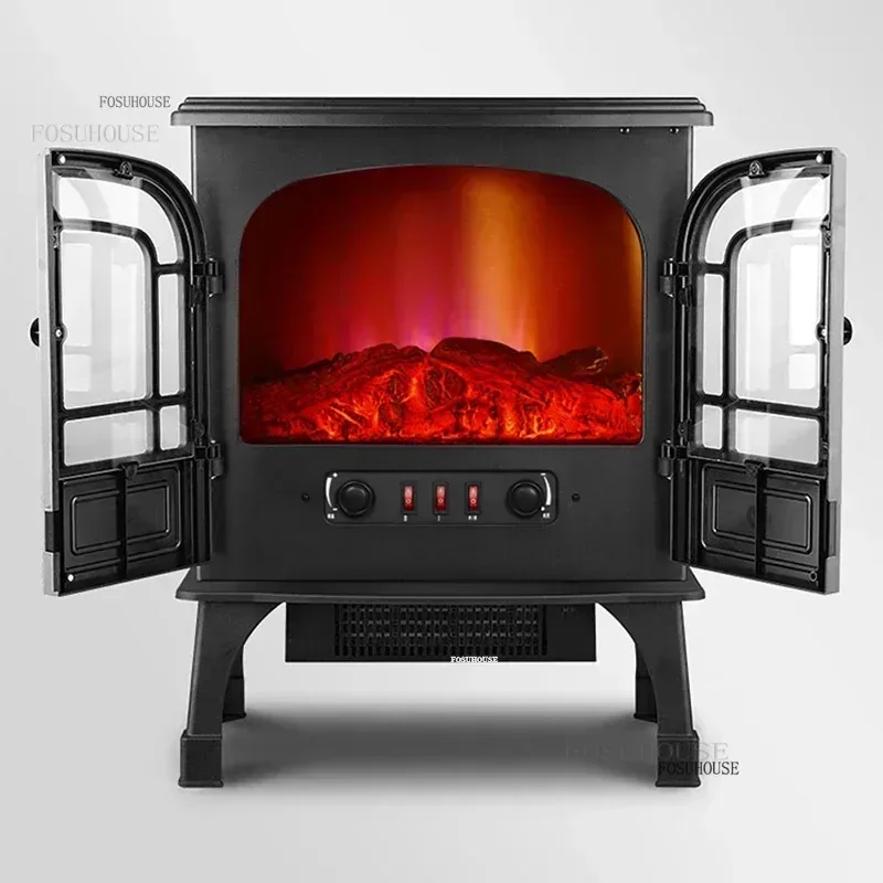 เตาผิงจำลองเปลวไฟแบบนอร์ดิก เตาผิงตกแต่งห้องนั่งเล่น เครื่องทำความร้อนขนาดเล็ก พัดลมลมร้อน รีโมทคอนโทรล 1