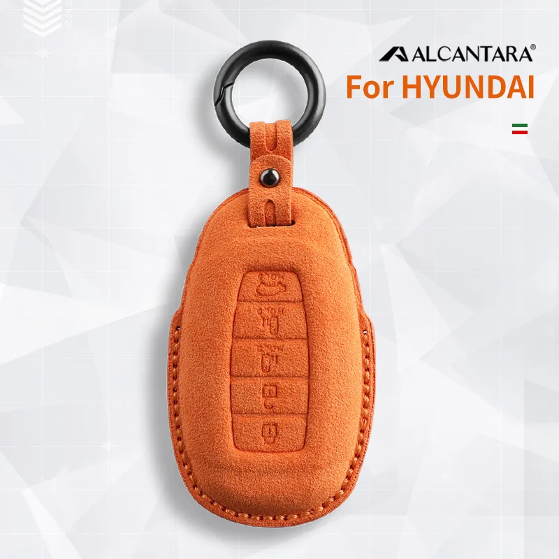 

Alcantara Car Key case shell For Hyundai Creta I20 I30 IX35 IX25 Elantra Grandeur Accent Solaris Sonata Palisade Kona Keychain