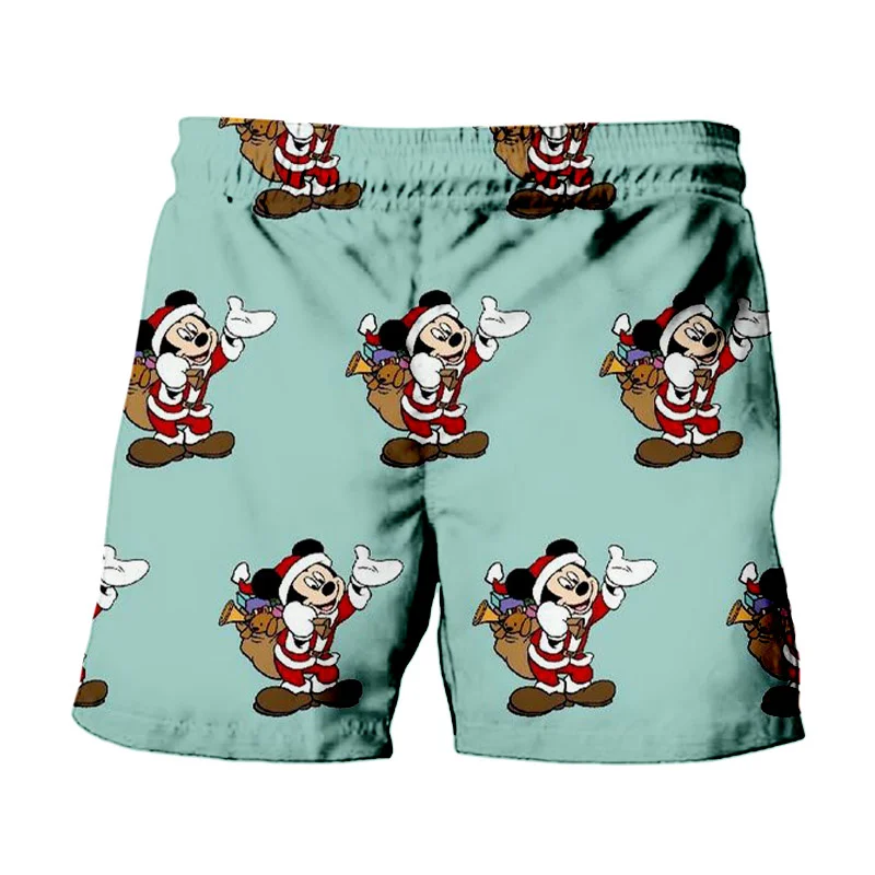 2024 Christmas New Disney Brand Mickey And Minnie Anime Print Summer Men's Fashion Beach Party Casual Shorts Y2K 5