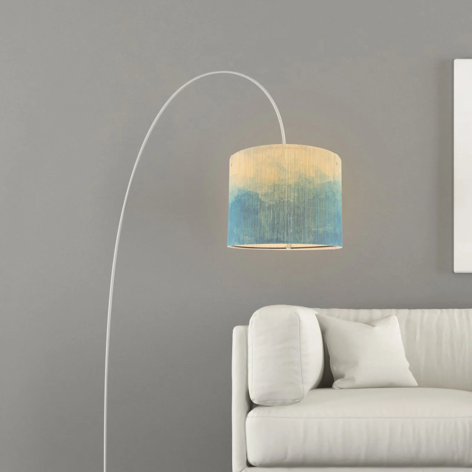 

European Watercolor Gradient Print Abstract Bamboo Lampshade Home Decoration Chandelier E27 Screw Table