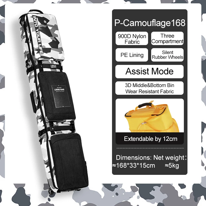 Liunm スノーボードバッグ スキーバッグ LDSKI ショルダー アウトドア LDSKI チームスキーローラーバッグ大容量シングルダブルスノーボード