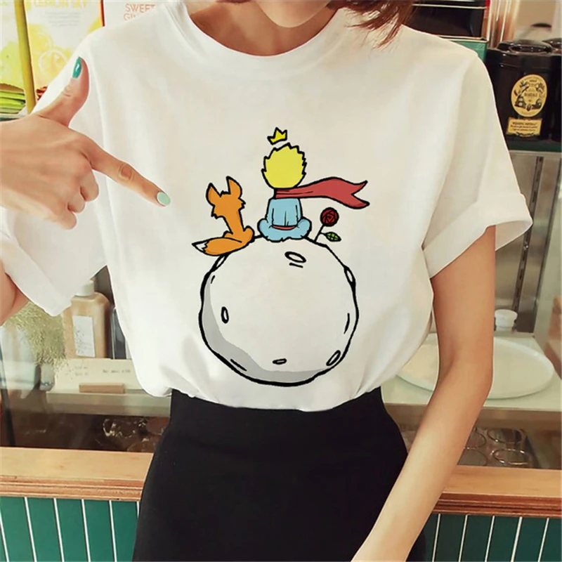 

The Little prince printed T Shirt Round neck Short Sleeve tshirt Female Ulzzang Harajuku Ladies Tshirt Casual tee shirt femme