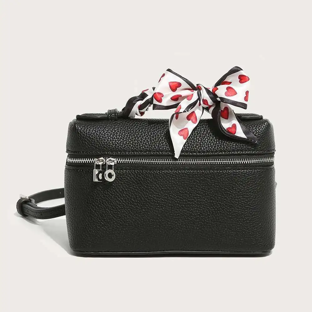 thumbnail image 1 of Bolso de hombro para mujer decorado con bufanda de seda, bolso de mano de cuero con cierre de cremallera, cartera, tendencia de moda 2023, bolsos de diseño de lujo para mujer, 1 of 5
