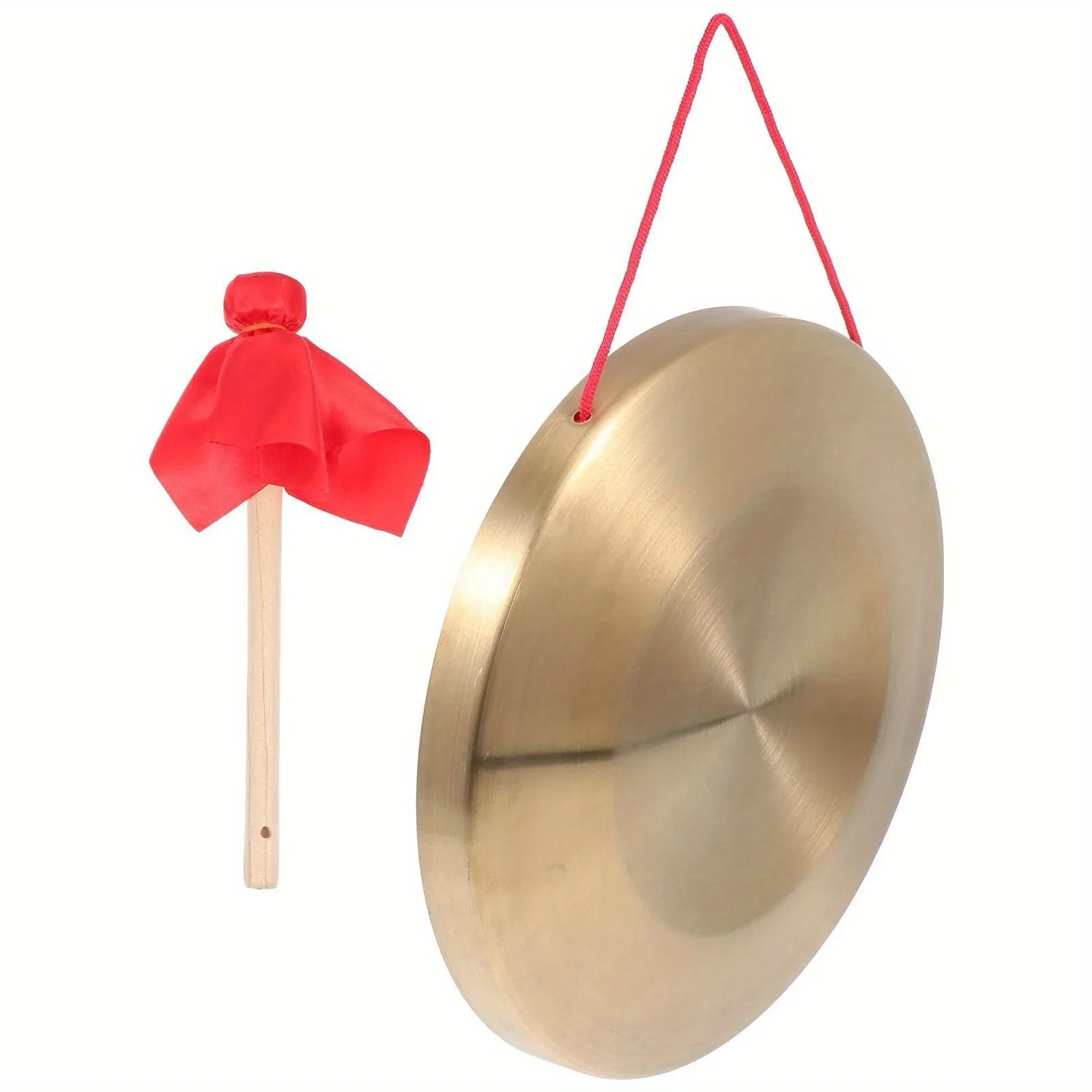 Chinese New Year 22/32cm Hand Gong Cymbals Brass Copper Gong Opera Percussion Instrument with Round Play Hammer