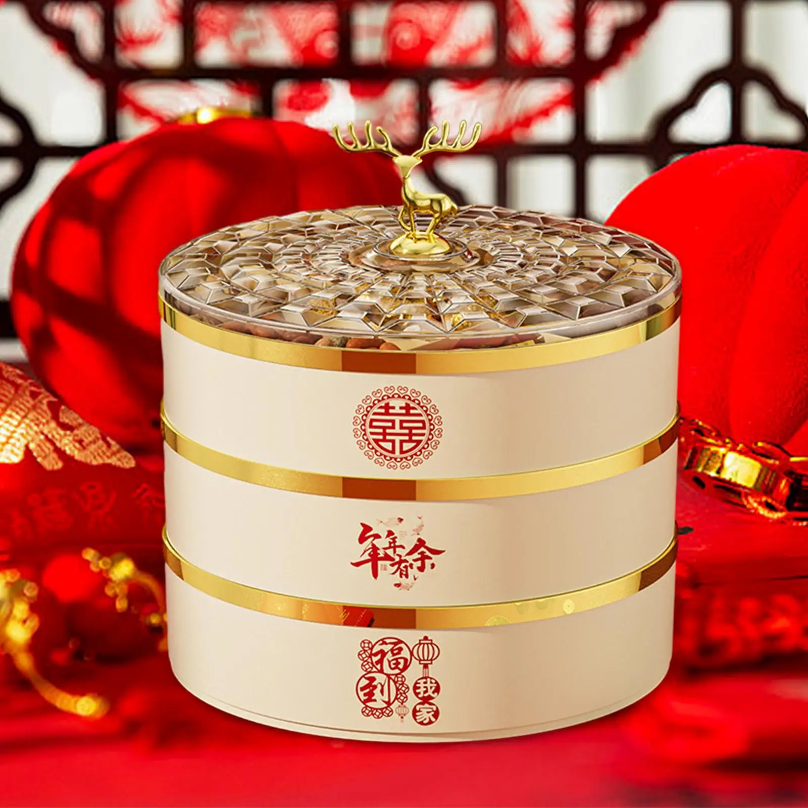 Dried Snack Platter Candy Container with Lid Chinese New Year Serving Tray