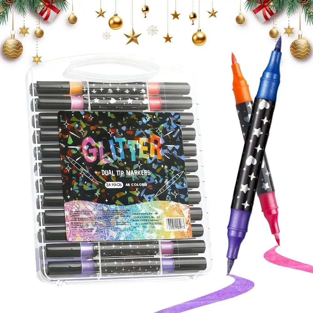 48가지 색상 반짝이 마커 펜 수성 잉크 반짝이 페인트 펜 세트 스파클 펜 컬러..