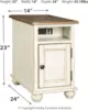 Realyn French Country Chair Side End Table with Outlets & USB Ports, Cream 3