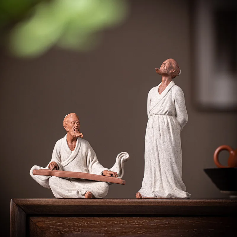 Zen Chinese Ceramic Action Figure, Confucius and Laozi, Home Decoration, Creative Interior Study, Tea Room, Tabletop Decoration