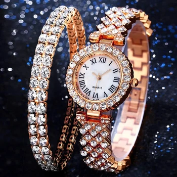 3PCS/2PCS  Luxury Rhinestone Watch Set