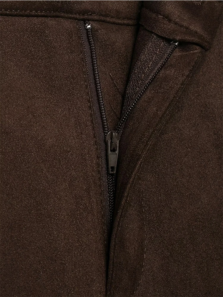 Women Suede Two Pieces Pants Sets 2025 New Fashion Hollow Out Short Coat + Wide Leg Pants Women's Suit Chic Casual Woman Outfits