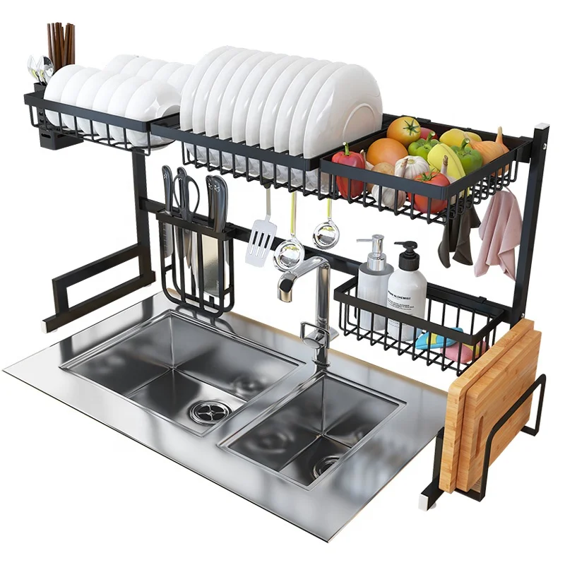 Kitchen Over the Sink Dish Drying Rack,201 Stainless Steel Dish