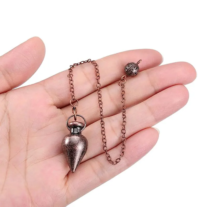 Metal Pendulum for Divination Dowsing Witch Pure Copper Cone Pendulums Beginners Healing Energy Balancing Spiritual Pendulo X050