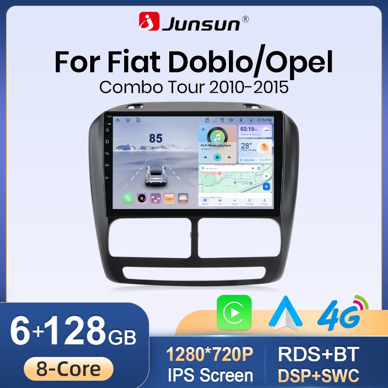 Radio para Auto Junsun Android 16 con Carplay para FIAT DOBLO 2010-2012 2013 2014 2015 Opel COMBO 2011-2018 Reproductor Multimedia 4G Estéreo 2 Din 1