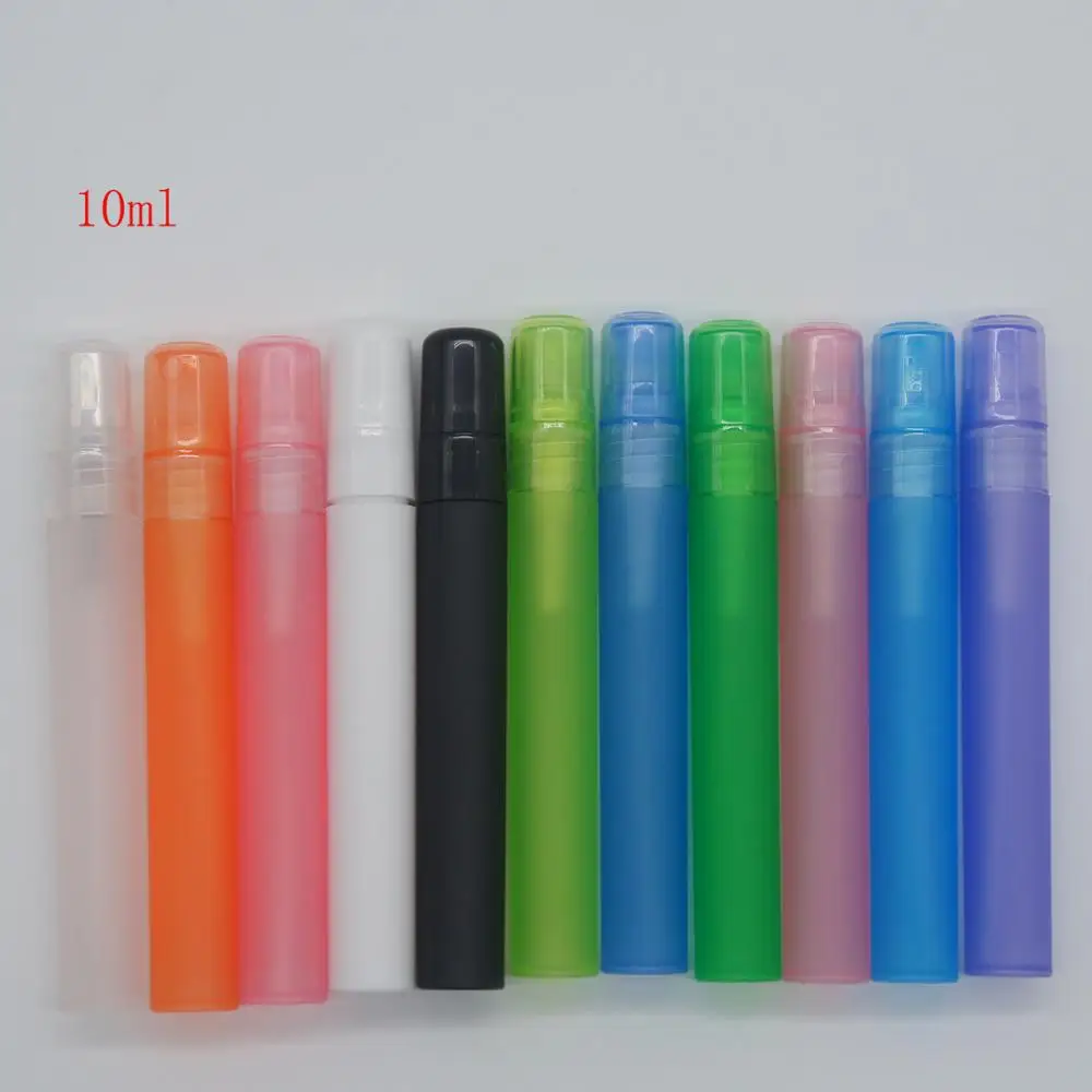 Spray Bottle 100pcs 10ml Empty Ice Translucence Plastic Spray Bottle Makeup Perfume Atomizer Refillable Bottles Print