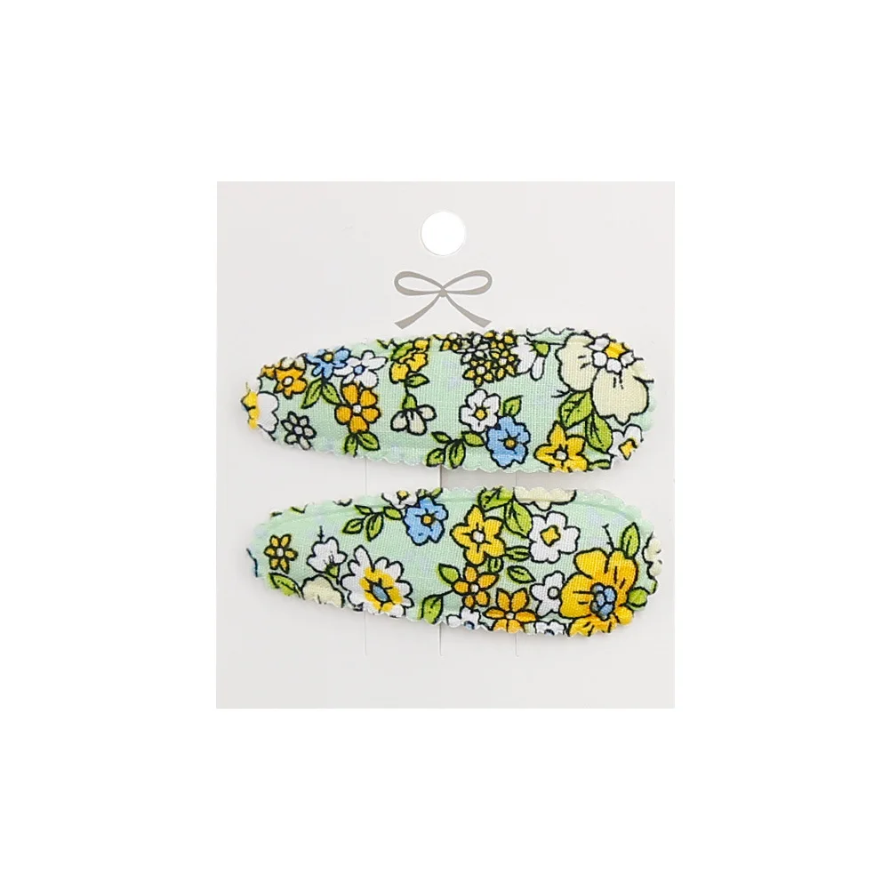 Hair Clips 2pc Floral Print 2inch Basic Snap - Uniqwear