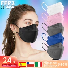 Adult Fish Shape Certified KN95 FFP2 Mask 4 Layers Black Fabric Mascarillas Mouth FPP2 Face Mask KN95 Filter Respirator ffp2mask