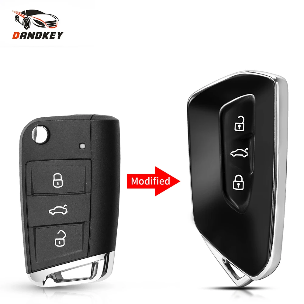 

Dandkey 3 Buttons Modified Car Remote Key Case Shell Key Housing for Volkswagen VW MQB Gollf 7 for Skoda Octavia A7 HU66 HU162T
