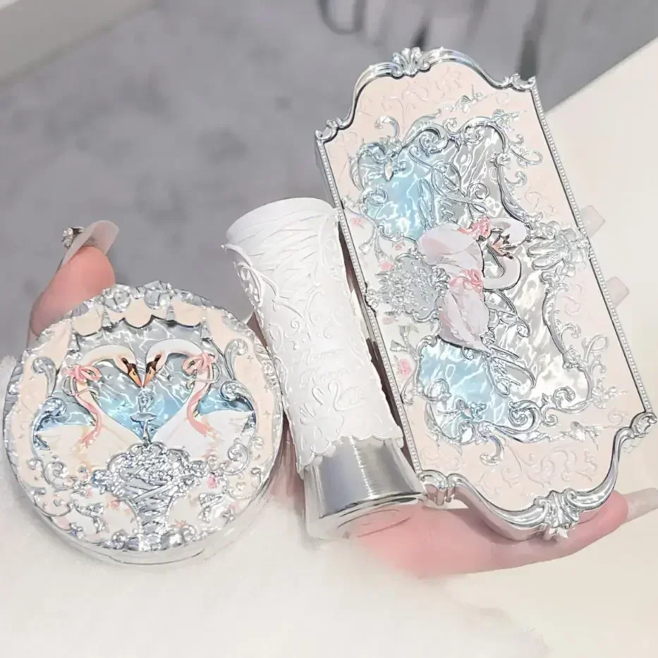 Makeup Set Flower Knows Swan Ballet Series Six Color Eyeshadow Palette Embossed Blusher Shine Lipstick Kit Maquiagem With Bag 5
