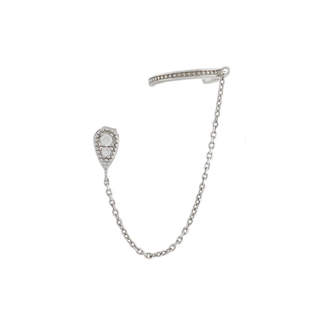 Boucles d'oreilles pendantes en acier inoxydable pour femmes, chaîne de couleur or, pendentif en zircone, Clip, accessoires bijoux de fête de vacances