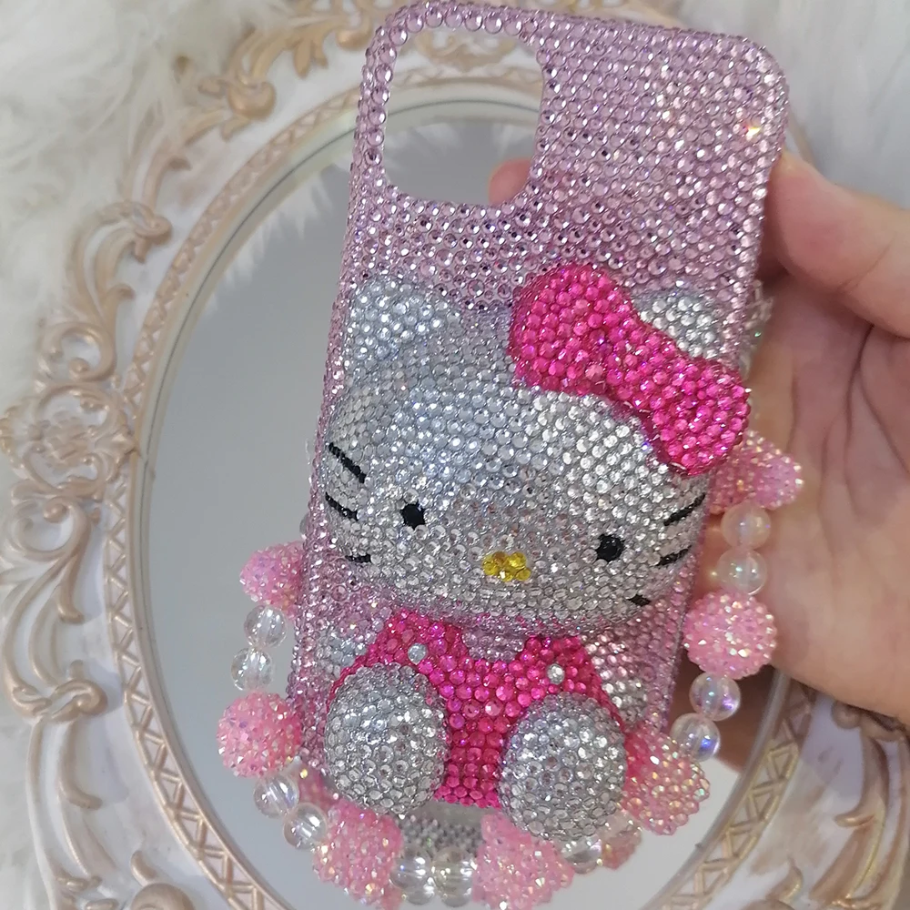 Rhinestone Bling Crystal Phone Case Chain For iPhone 11 12 13 14 Pro Max X Xs XR 7 8 Plus SE 2 3 10 Transparent Bumper Cover