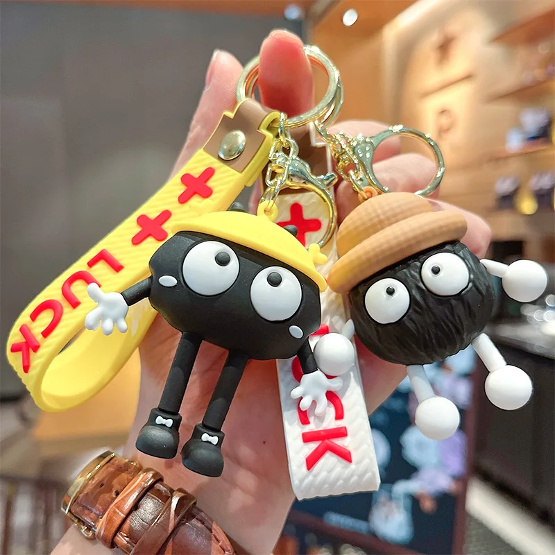 Брелок для ключей с мультяшным аниме с угольным шариком и эльфом, брелок с милым и забавным безликим мужским кулоном, креативные кольца для ключей для мужчин и женщин