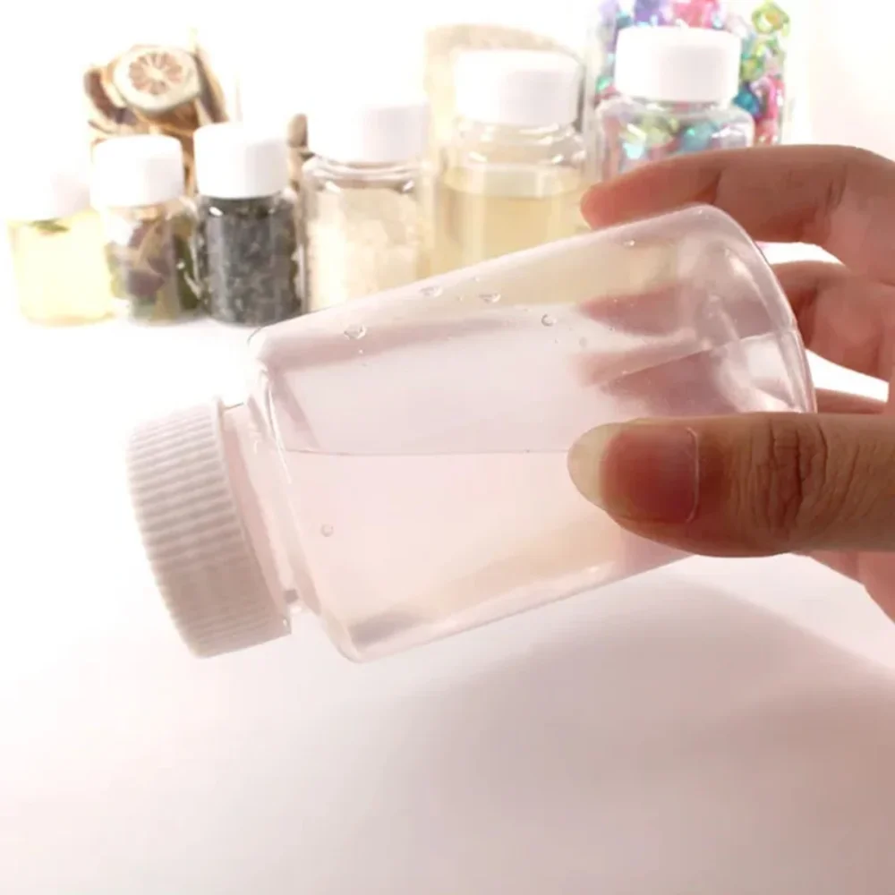 Refillable plastic bottles 30/50/100ml transparent travel containers with screw cap multi-use for cosmetics & reagents 10Pcs