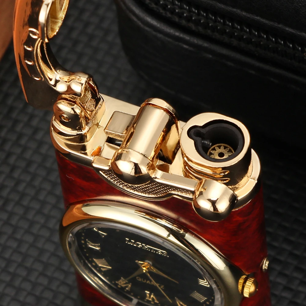 Metal Cigar Lighter With Clock Watch Vintage 1 Torch Gas Lighters Creative Cigar Gadget Lighting Cigar Tool