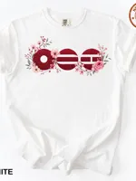 T-shirt décontracté élégant à col rond avec imprimé floral rouge 2