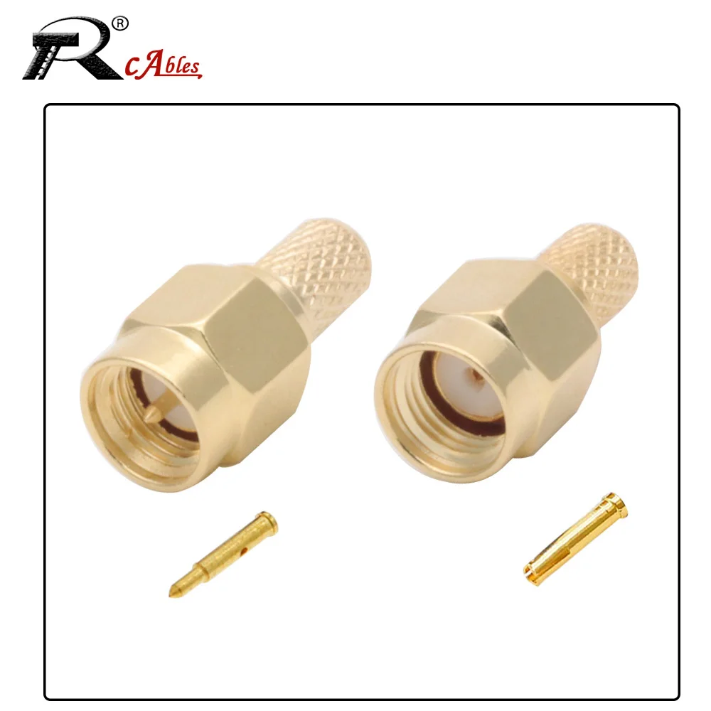 

2PCS RF Coaxila Connector RP SMA Male plug Crimp For RG58 Cable 50ohm RF Coaxial Adapter