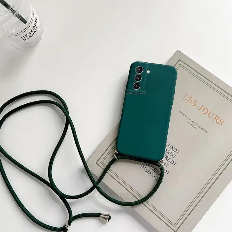 Crossbody Necklace Strap Liquid Silicone Phone Case with Lanyard Cord