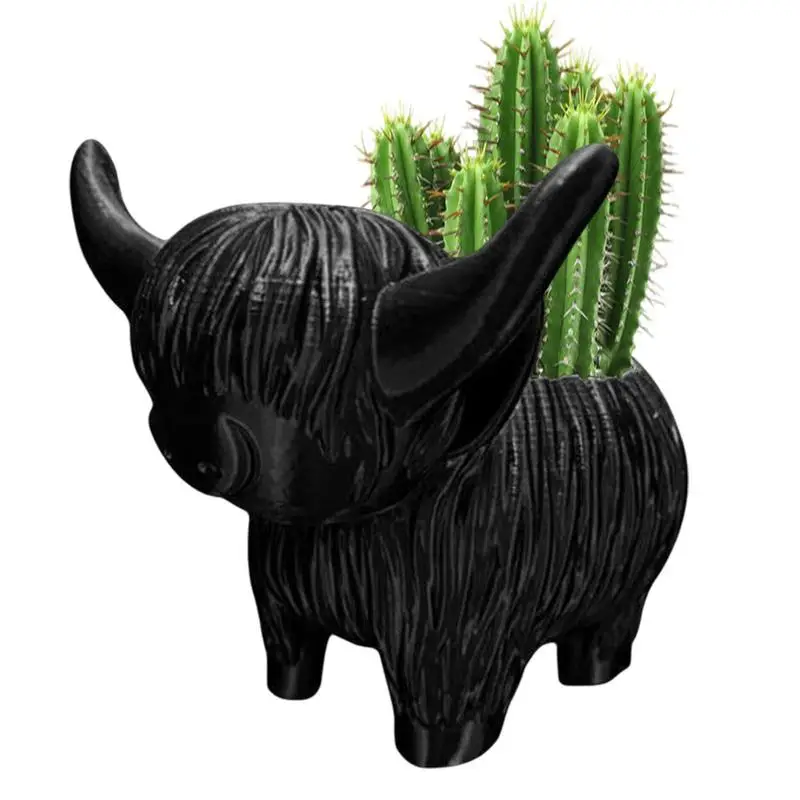 

Resin Flower Pot Cute Highland Cow Planter Cow Garden Backyard Flower Resin Succulent Planter For Indoor Outdoor