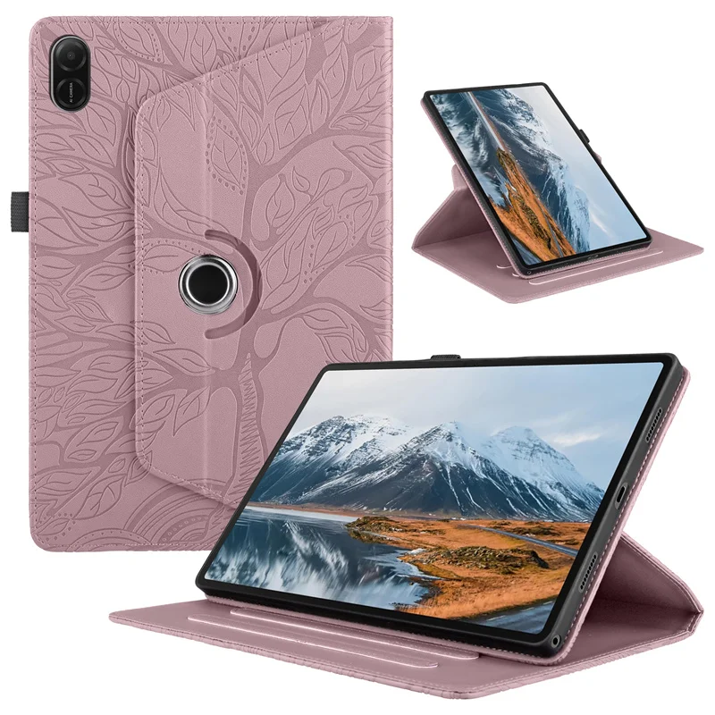 Elegant 360° Rotating Embossed Tree Leather Tablet Stand Case